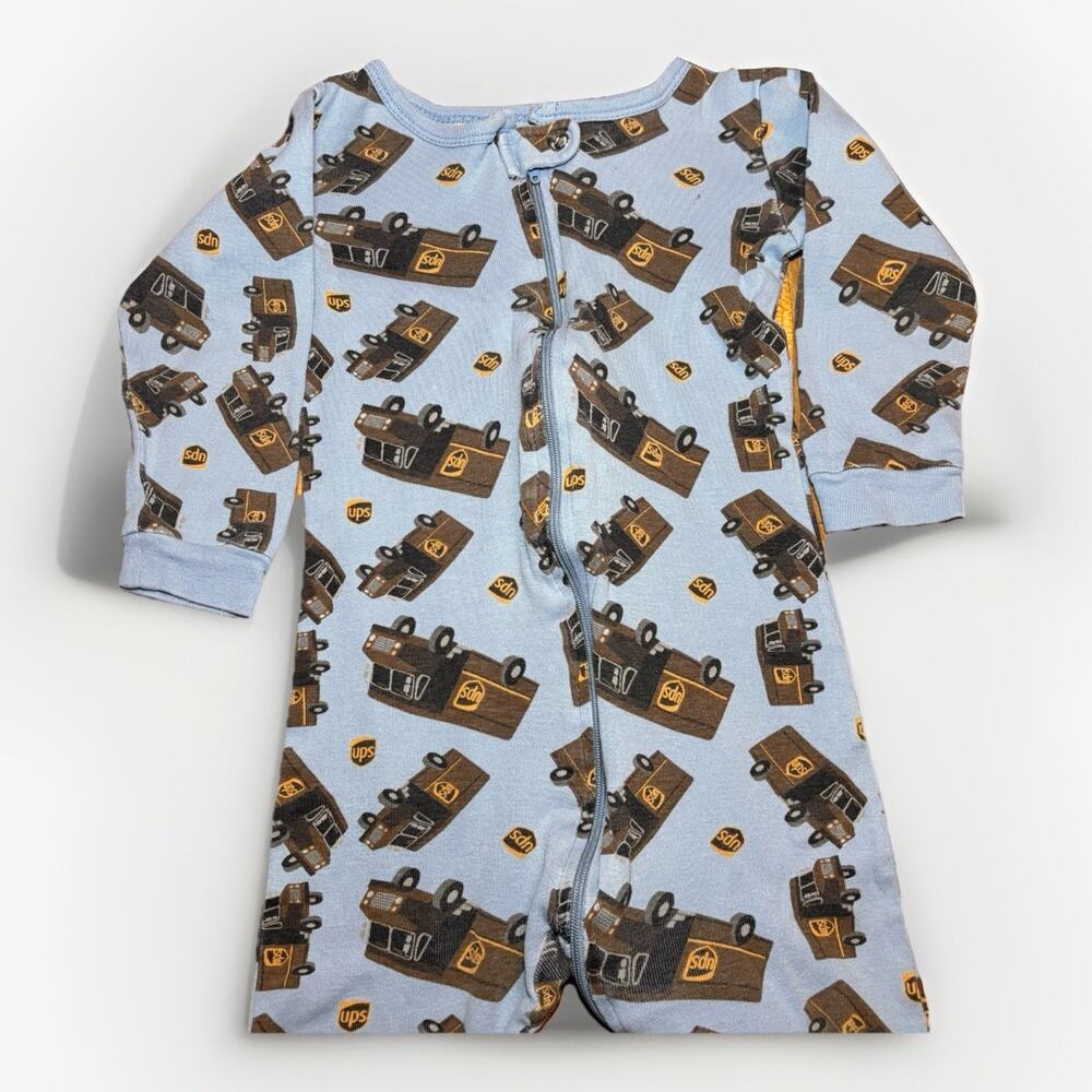 UPS Toddler Footed Pajamas 2T Blue Zip Up One Piece Sleeper